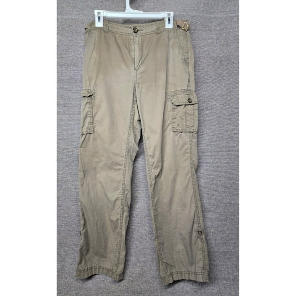Merona Womens Olive Green Khaki Cargo Pants Straight Leg 100% Cotton Size 8